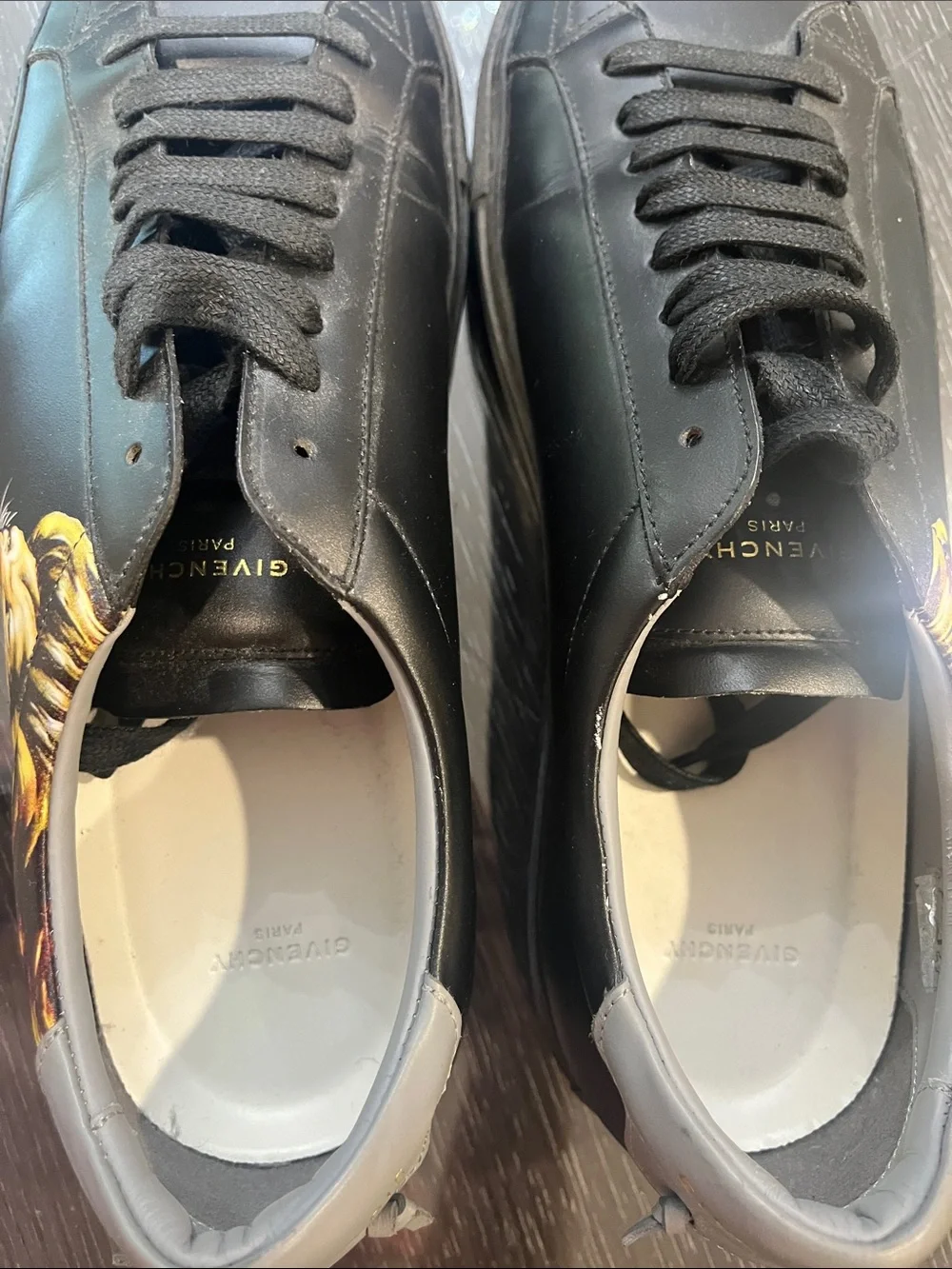 Givenchy Black Leather Low-Top Sneakers with Yellow Accent